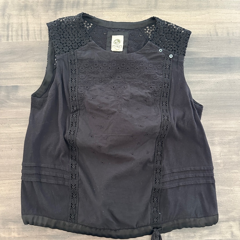 Anthropologie Black Lace Detail Blouse